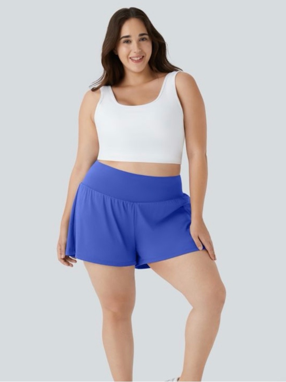 Super High Waisted Pocket Yoga Plus Size Short 4” - Longer Length - Picture 4 of 4
